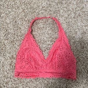Pink lace bra